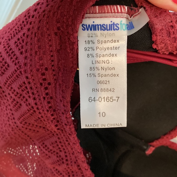 Burgundy Lace Tankini Set - Picture 6 of 10